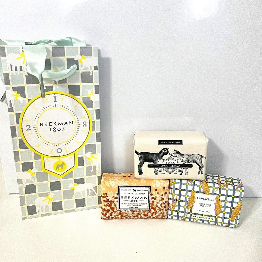 Beekman 1802 3.5-oz Goat Milk Bar Soap Set with Gift Bag!